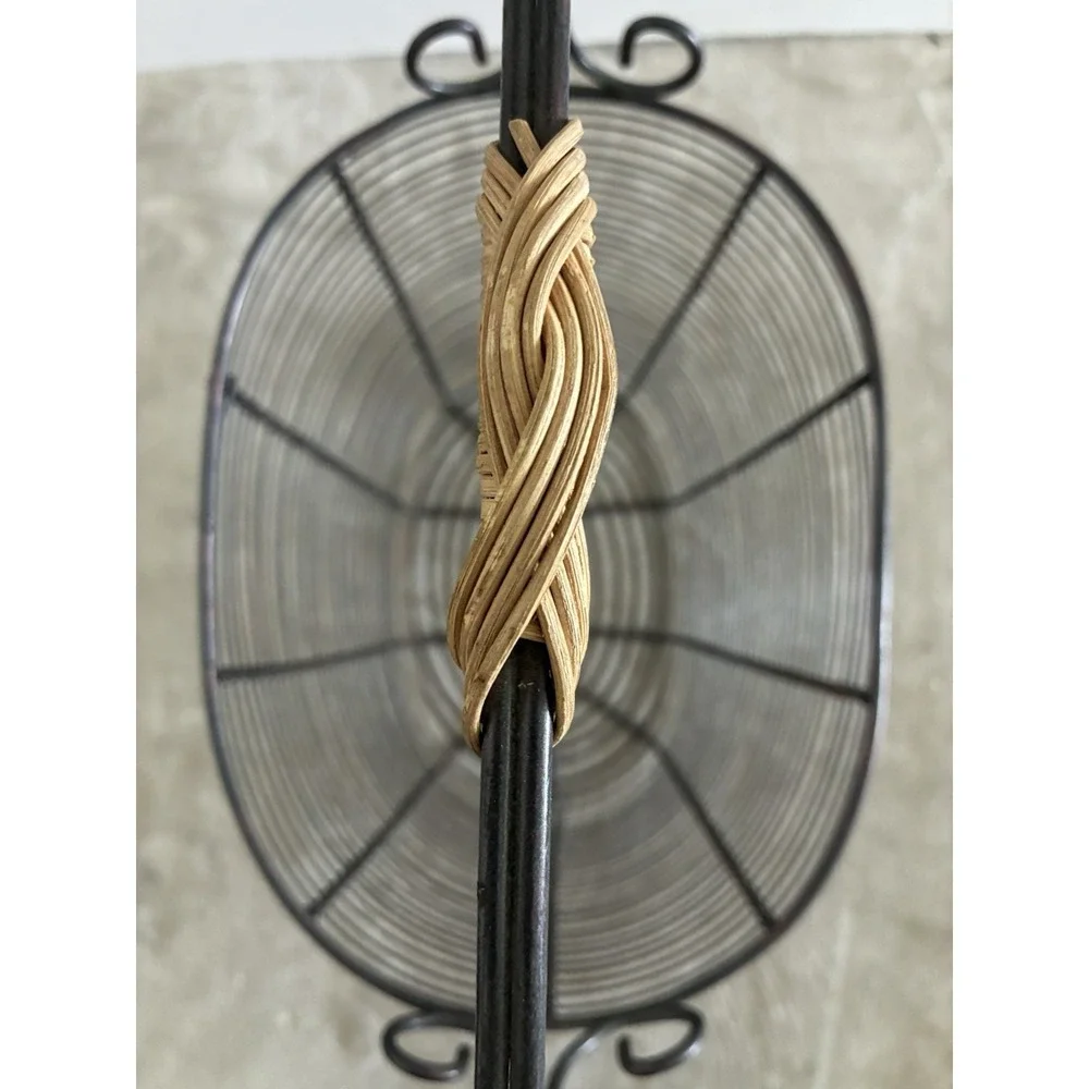 Basket Wire Dark Metal Woven Handle Rustic Decor Storage Farmhouse 18x13x9